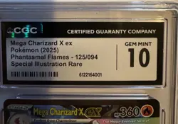 Pokemon MEGA CHARIZARD X Ex #125 SIR Phantasmal Flames CGC 10 GEM MINT NEW - Image 2