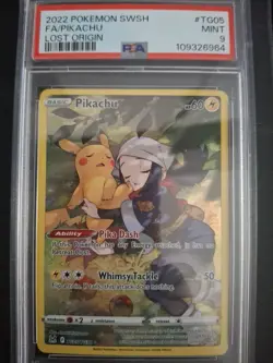 2022 POKEMON SWORD & SHIELD LOST ORIGIN #TG05 FULL ART/PIKACHU PSA 9 - Image 1