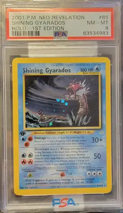2001 Pokemon Neo Revelation 1st Edition Shining Gyarados Holo #65 PSA 8 - Image 1