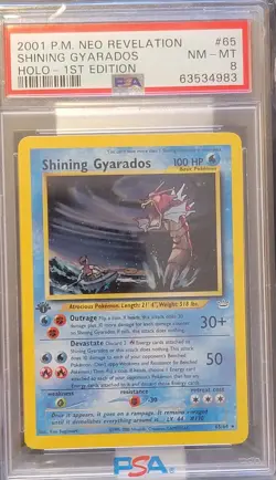 2001 Pokemon Neo Revelation 1st Edition Shining Gyarados Holo #65 PSA 8 - Image 2