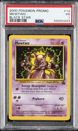 2000 POKEMON PROMO BLACK STAR #14 MEWTWO PSA 1 - Image 1