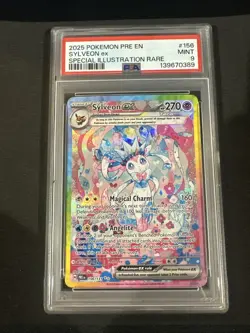 2025 Pokemon Prismatic Evolutions SIR Sylveon Ex #156 PSA 9 - Image 1