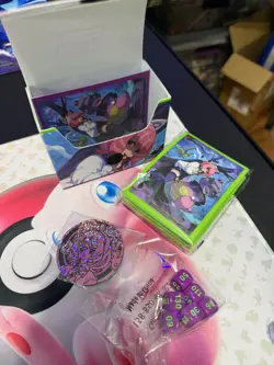 Large Pokemon TCG Character Coin lot 40 coins + 3 deck boxes w/sleeves,coin,dice - Image 3