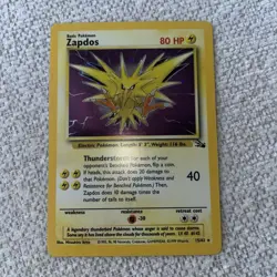 Pokemon TCG Zapdos Holo Rare Card 15/62 Fossil LP/NM Condition 1999 - Image 2