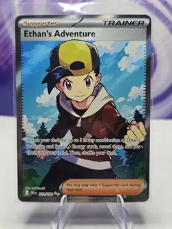 Pokemon TCG Ethan's Adventure Full Art Trainer Card 221/182 Destined Rivals NM - Image 1