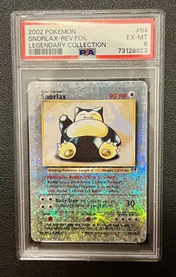 PSA 6 Snorlax 64/110 Legendary Coll. Reverse Holo Pokemon 2002 EX-MT - Image 1