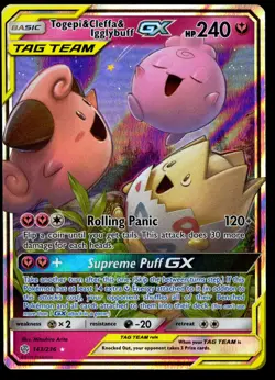 Pokemon TCG Togepi Cleffa Igglybuff GX Card 143/236 Cosmic Eclipse - Image 1
