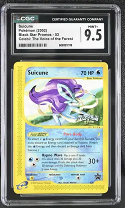 CGC 9.5 MINT+ Suicune 4EVER 2002 Black Star Promos 53 Pokemon Card - Image 1