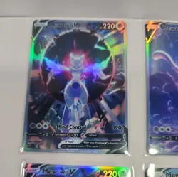 Lot of 6 Custom holo Mewtwo V Pokemon Trading Card sleeved & top loaded custom - Image 4