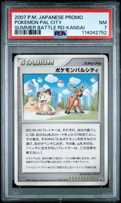 Pokemon Card Pal City Summer Battle Road Kansai Meowth Promo PSA 7 NM - Image 1