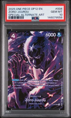 PSA 10 –2025 ONE PIECE OP12-LEGACY OF THE MASTER 004 ZORO-JUUROU SPECIAL ALT ART - Image 1