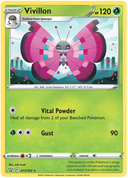 Pokemon TCG Sword & Shield Battle Styles - 013/163 Vivillon Card - Image 1