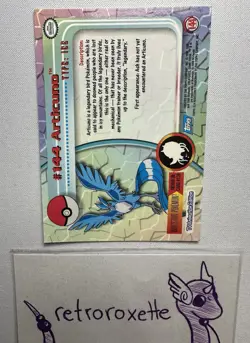 Topps Series 3 Pokemon TV Animation Card #144 Articuno Smooth Silver Foil LP - Image 2