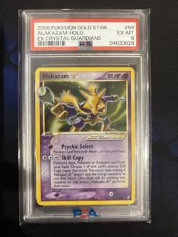 2006 Pokemon Gold Star Alakazam Holo Ex Crystal Guardians PSA 6 - Image 1