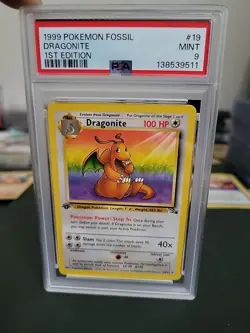 PSA 9 MINT Dragonite Pokemon 1999 Fossil 1st Edition Non Holo Rare 19/62 WOTC - Image 1