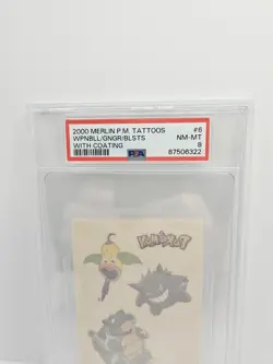 PSA 8 NM-MT Vintage 2000 Merlin Pokemon Tattoos Gengar Blastoise - Image 3