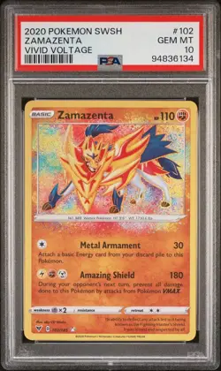 Pokemon Vivid Voltage #102 Zamazenta Amazing Rare PSA 10 GEM MINT Trusted Seller - Image 1