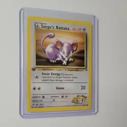 Lt. Surge's Rattata 82/132 1st Edition Pokemon TCG Gym Heroes NM Near Mint - Image 1