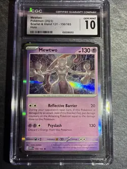 Mewtwo Pokemon 2023 Scarlet & Violet 151 - 150/165 Holo Gem Mint 10 CGC - Image 1
