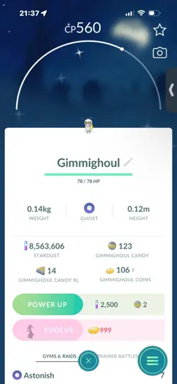 Pokemon Go Shiny Gimmighoul ( Reduced) - Image 1