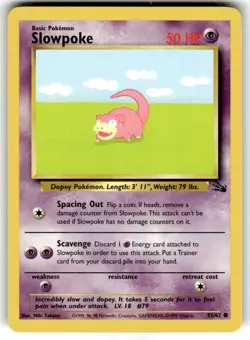 Fossil Pokemon TCG Slowpoke 55/62 Unlimited NM - Image 1