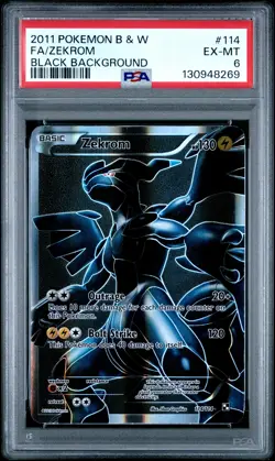 2011 POKEMON B&W BLACK BACKGROUND #114 FULL ART/ZEKROM PSA 6 - Image 1