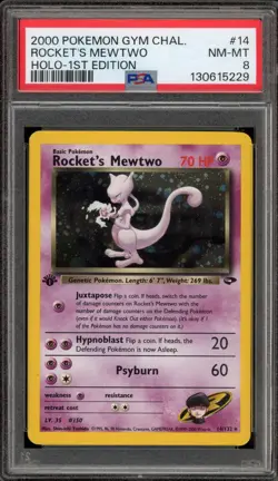 Pokemon Rocket's Mewtwo Gym Challenge 1st Edition Holo Rare #14 PSA 8 - Image 1