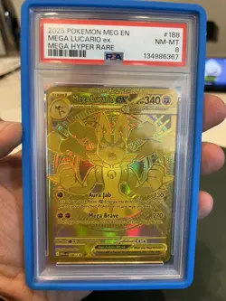 2025 POKEMON MEG EN-MEGA EVOLUTION MEGA HYPER RARE #188 MEGA LUCARIO EX PSA 8 - Image 1