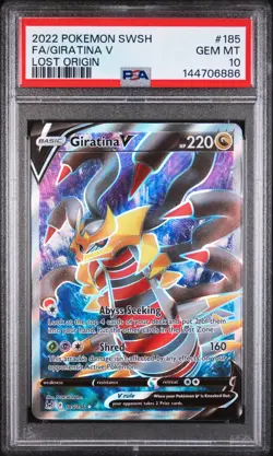 PSA 10 GEM MINT Giratina V Lost Origin Full Art Holo Rare 2022 Pokemon 185/196 - Image 1