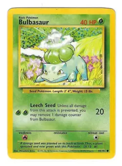 Bulbasaur 44/102 - Base Set - Vintage 1999 WOTC - Never Played - Near Mint - Image 1