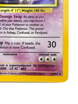 Pokemon TCG Alakazam 1/102 Base Set Holo Rare 1999 Wizards WOTC VGC - Image 2