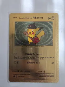 Special Delivery Pikachu Gold Foil Pokemon Card Promo Trading Card SWSH074 - Image 1