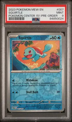 PSA 9 Squirtle Pokemon Center Exclusive Promo 7/165 - 151 Pre Order Pokemon Card - Image 1