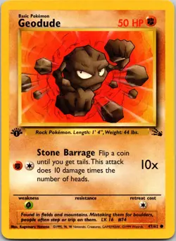 Geodude 47/62 1st Edition LP Pokemon Card TCG Fossil - Image 1