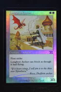 Magic The Gathering MTG LONGBOW ARCHER FOIL Friday Night Magic LP Lightly Played - Image 1