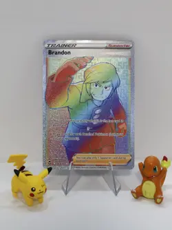 Pokemon Silver Tempest BRANDON Trainer Rainbow Rare 203/195 - Image 1