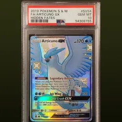 2019 POKEMON SUN & MOON HIDDEN FATES SV54 FULL ART/ARTICUNO GX PSA 10 - Image 1