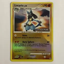 2007 Pokemon Tcg Lucario Lv. 30 Diamond And Pearl Reverse Holo Stamped LP Single - Image 1
