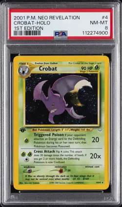 2001 POKEMON NEO REVELATION 1ST ED #4 CROBAT-HOLO PSA 8 - Image 1