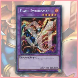YuGiOh Flame Swordsman SBC1-ENB22 Secret Rare 1st Edition Streets of Battle City - Image 1