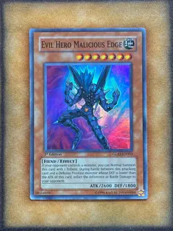 Yugioh Evil Hero Malicious Edge GLAS-EN003 Super Rare 1st Ed LP - Image 1