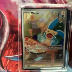 Pokemon TCG Minun Card 194/182 Paradox Rift IR Holo NM Condition - Image 1