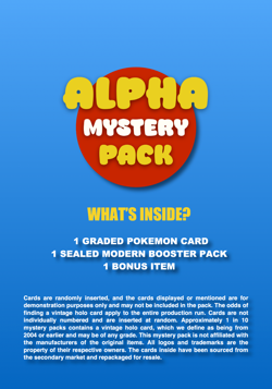 Pokemon Alpha Mystery Pack - Graded Card & Sealed Booster (Manufacturer Sealed) 728192494000 - Image 3