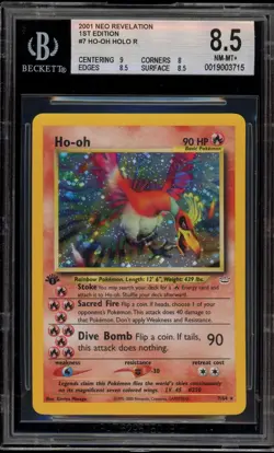 Pokemon Ho-Oh Neo Revelation 1st Edition DOUBLE HOLO ERROR Rare #7 BGS 8.5 - Image 1