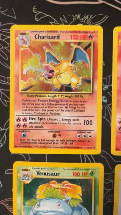 Charizard Holo Base Set WOTC Pokemon Card Lot 4/102 Dragonite Fossil Venusaur - Image 2