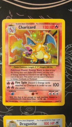 Charizard Holo Base Set WOTC Pokemon Card Lot 4/102 Dragonite Fossil Venusaur - Image 3