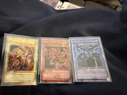 Yu-Gi-Oh! QCSR Egyptian God Cards Lot – Slifer, Obelisk & Ra – Near Mint - Image 1