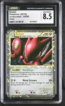 CGC 8.5 Scizor 2010 Undaunted 84/90 Holo Pokemon Card - Image 1