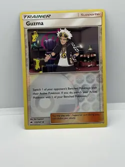 Pokemon Guzma TCG Reverse Holo Card 115/147 Sm-Burning Shadows LP Condition - Image 1
