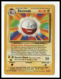 Electrode 21/102 - BASE SET Unlimited - 1999 Vintage Pokemon - Rare - LP - Image 1